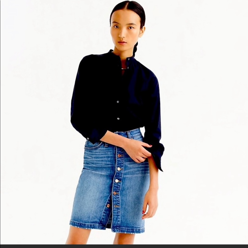 J Crew denim button front skirt.  EUC